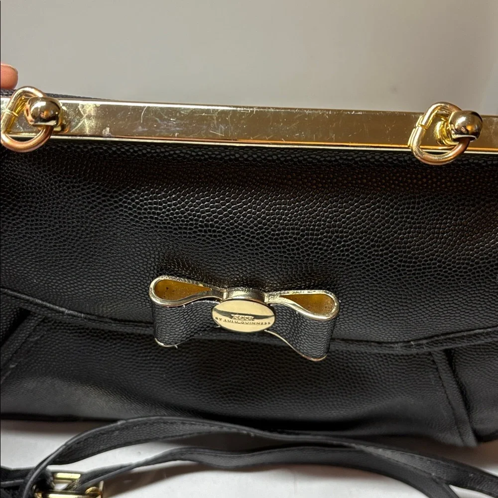 Lulu Guinness Black Faux Leather Crossbody (missing top handle)